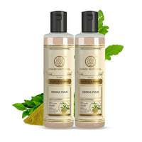 Khadi Natural Henna & Tulsi Herbal Shampoo | Gentle Cleanser for Hair Strength | Promotes Shinier Hair | Natural Herbal Formula- Pack of 2 (210 ml x 2)