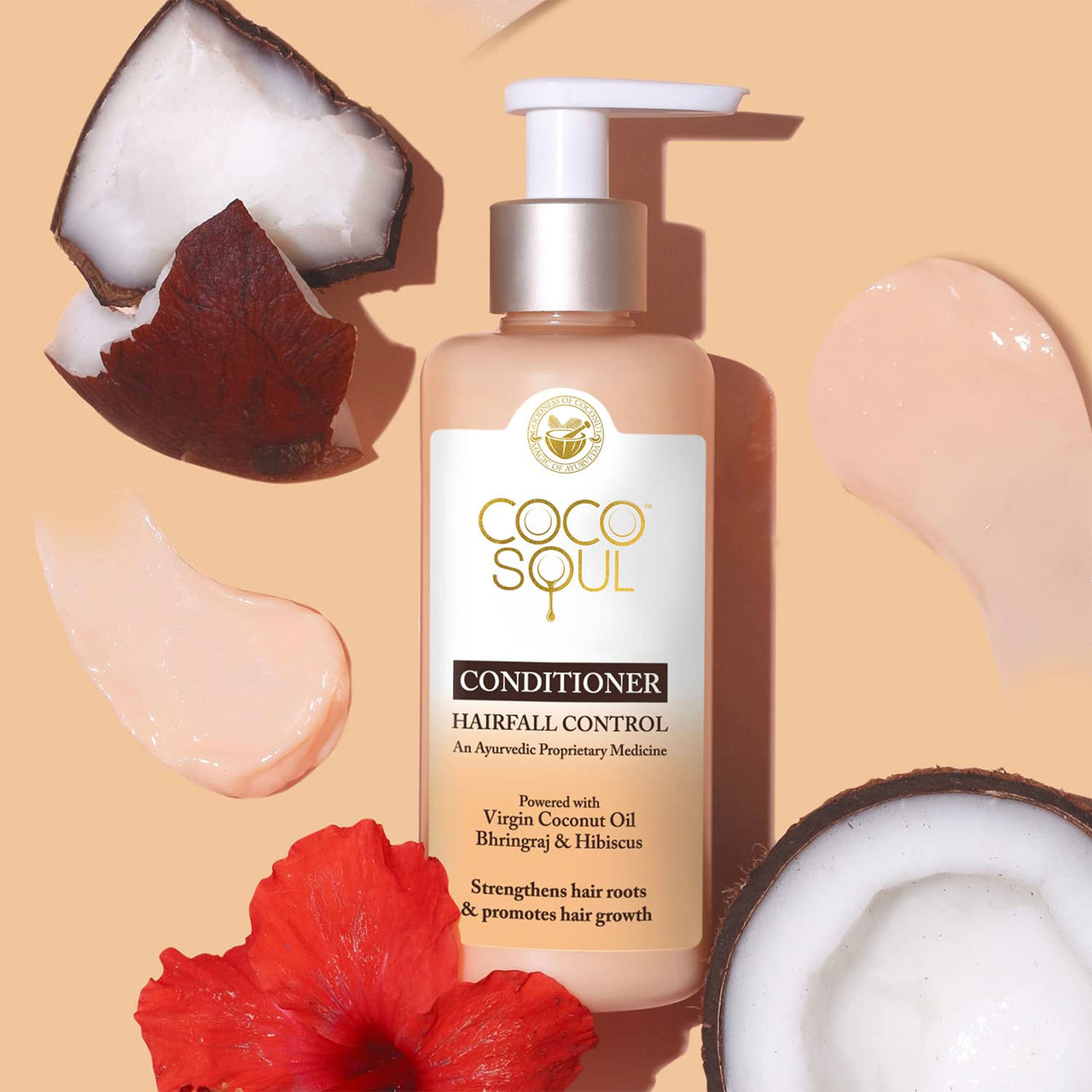 Coco Soul Hair Fall Control Conditioner with Ayurvedic Medicine | 100% Cold Pressed Virgin Coconut Oil | Bhringraj & Hibiscus | Sulphate & Paraben Free | From Makers of Parachute Advansed | 200 ml