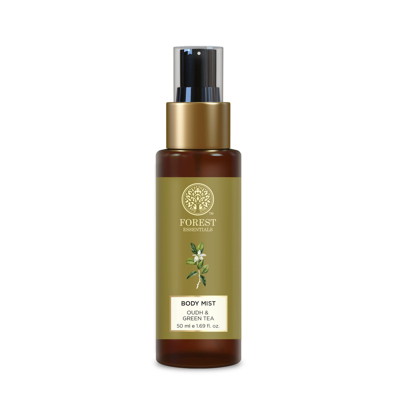 Forest Essentials Body Mist Oudh & Green Tea, Long Lasting & Intense Perfume Spray For Unisex, 50ml