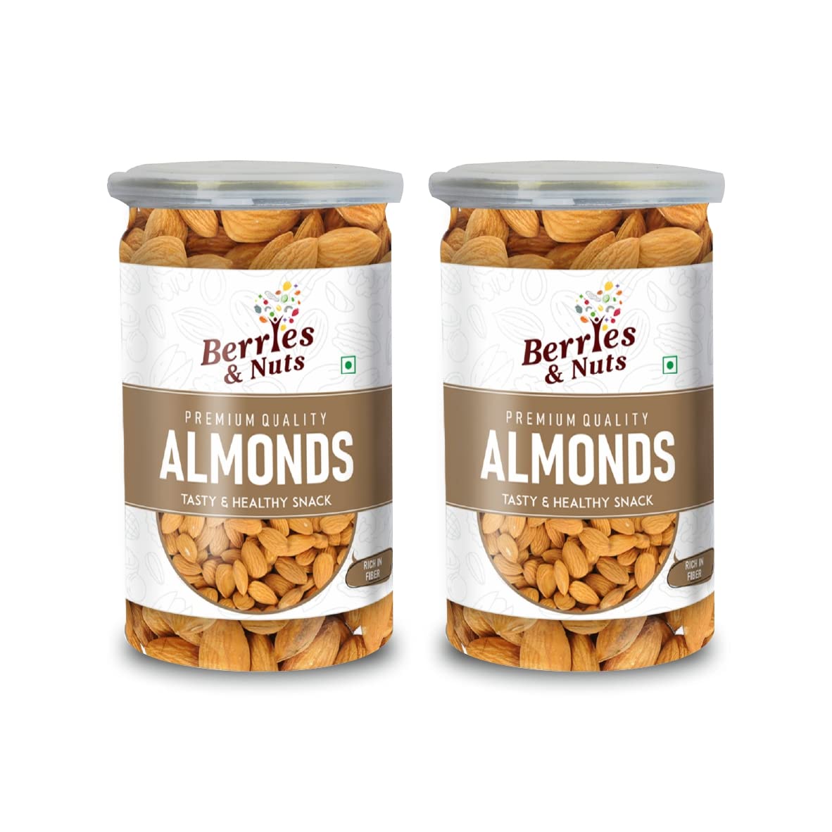Berries And Nuts Premium California Almond Kernels | Badam, American Badam, California Almonds | 400 Grams | 2 Bottle of 200 Grams