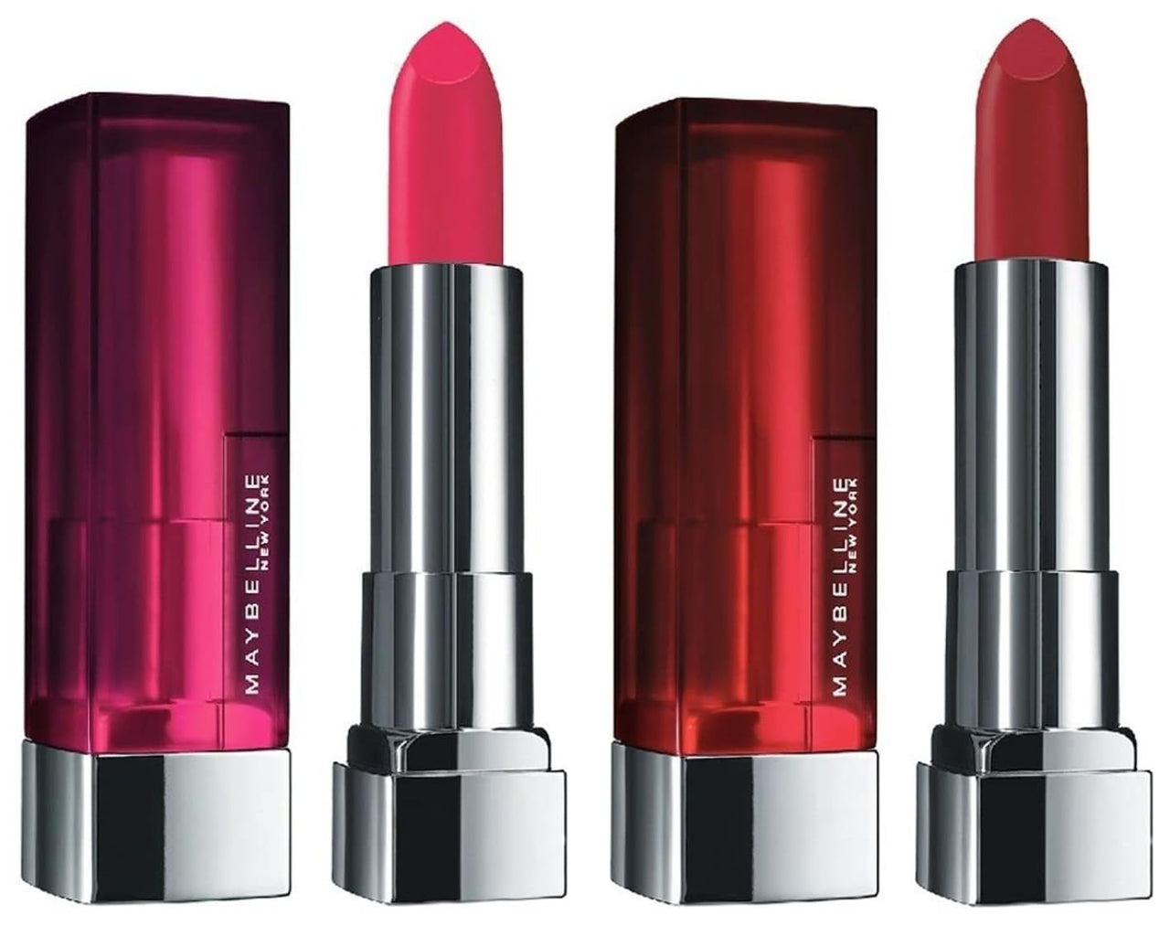 Maybelline New York Color Sensational Creamy Matte Lipstick, 691 Rich Ruby, 3.9g and Maybelline New York Color Sensational Creamy Matte Lipstick, 630 Flaming Fuchsia, 3.9g