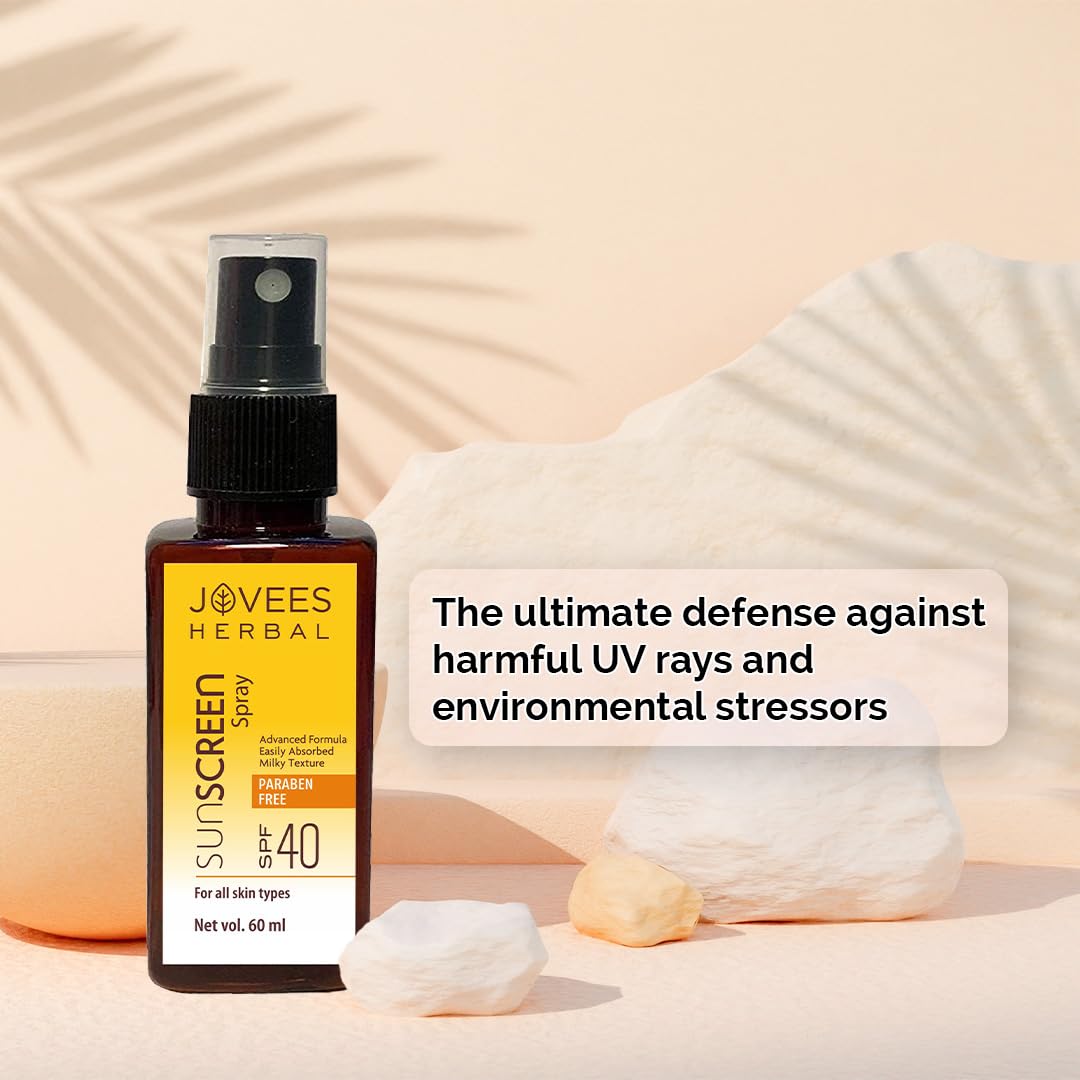 Jovees Herbal Sun Screen Spray SPF 40 With Watermelon & Walnut Oil | For All Skin Types | Protects From UVA/UVB rays | Lightweight, Non-greasy formula | 60ML