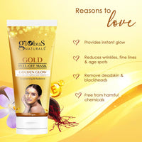 Globus Naturals Gold Peel Off Mask For Golden Glow, Enriched with Saffron & Vitamin-E, Brightening & Radiance, Suitable For All Skin Types, 75 g (Pack of 5)