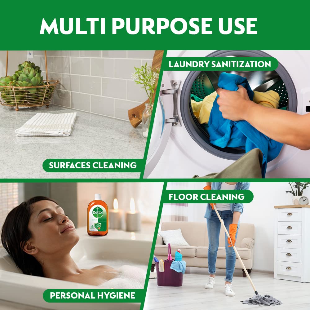 Dettol Antiseptic Liquid for First Aid, Surface Disinfection and Personal Hygiene, 1000ml (Pack of 2)