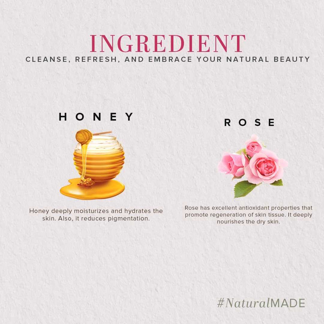 Khadi Natural Rose & Honey Body Wash | Body Wash for Deep Cleansing | Body Wash with Soothing Fragrance | Suitable for All Hair Types 210ml