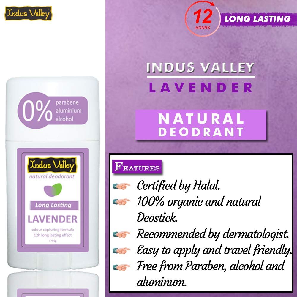 INDUS VALLEY Combo Lavender Deo Stick - Set of 3 (50g*3 =150g)