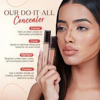 Charmacy Milano Concealer - 3 Correct & Cover Spots | Full Coverage & Lightweight Concealer | Jojoba Oil Nourished, 7 ML