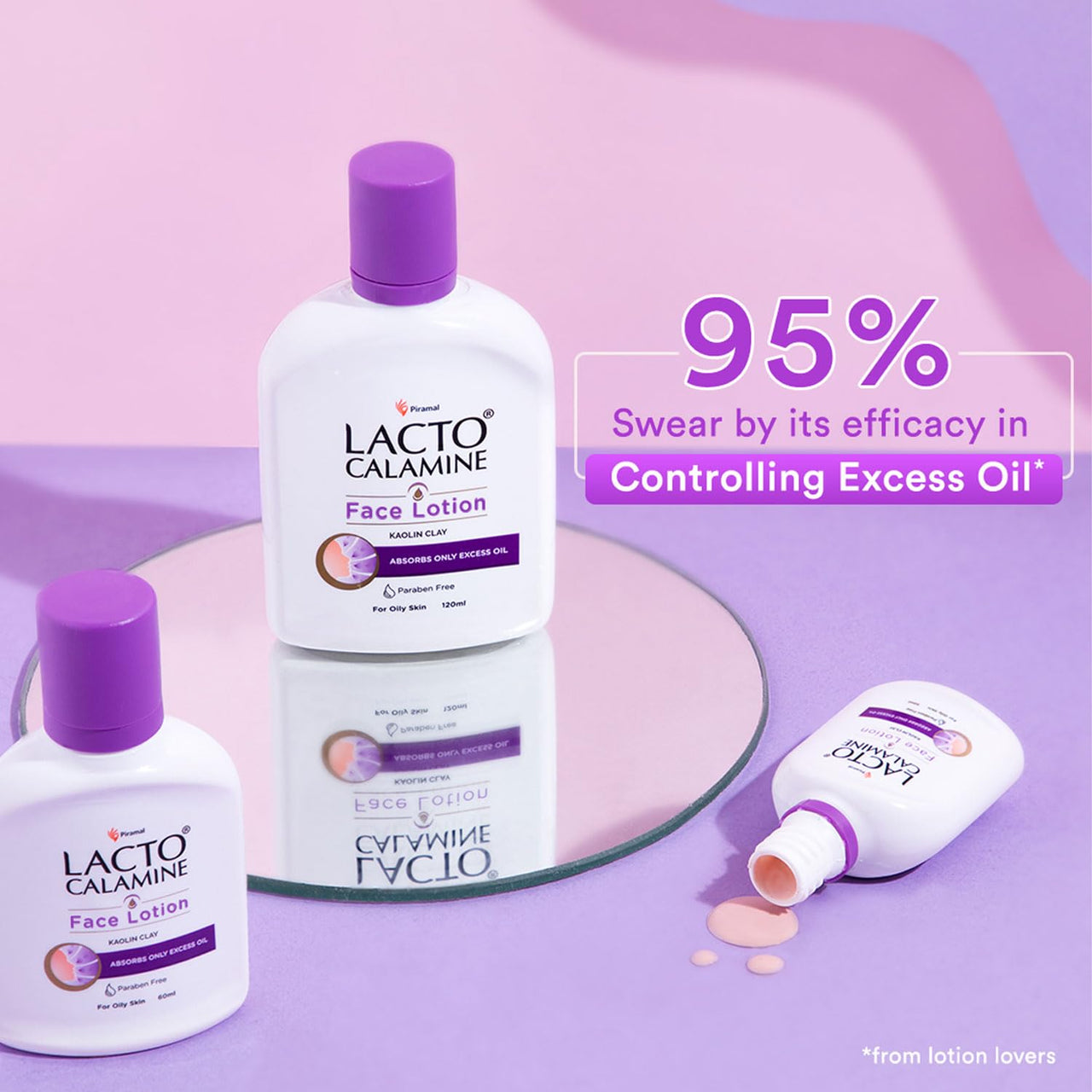 Lacto Calamine Face Lotion | 120ml | Daily Moisturizer For Face - Oily Skin | Kaolin Clay, Glycerine & Zinc Oxide | Abosrbs Excess Oil | Fights Pimples, Darkspots & Blackheads | Body Lotion