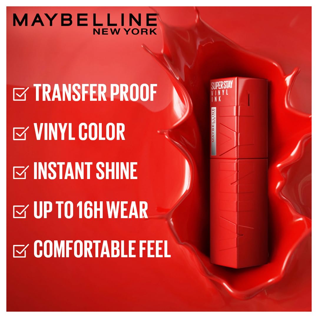 Maybelline New York Liquid Matte Lipstick, Long Lasting, 16hr Wear, Superstay Matte Ink, 20 Pioneer, 5ml & High Shine Gloss, Lasts for 16 HRs, SuperStay Vinyl Ink, Witty
