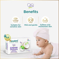 Himalaya Creme Cleansing Baby Bar 125G| pH 5.5|with Coconut milk Protein and Aloe vera|Soap Free|Dermatologically tested |For New borns|For Baby's  sensitive skin| No Parabens|No Synthetic Colors