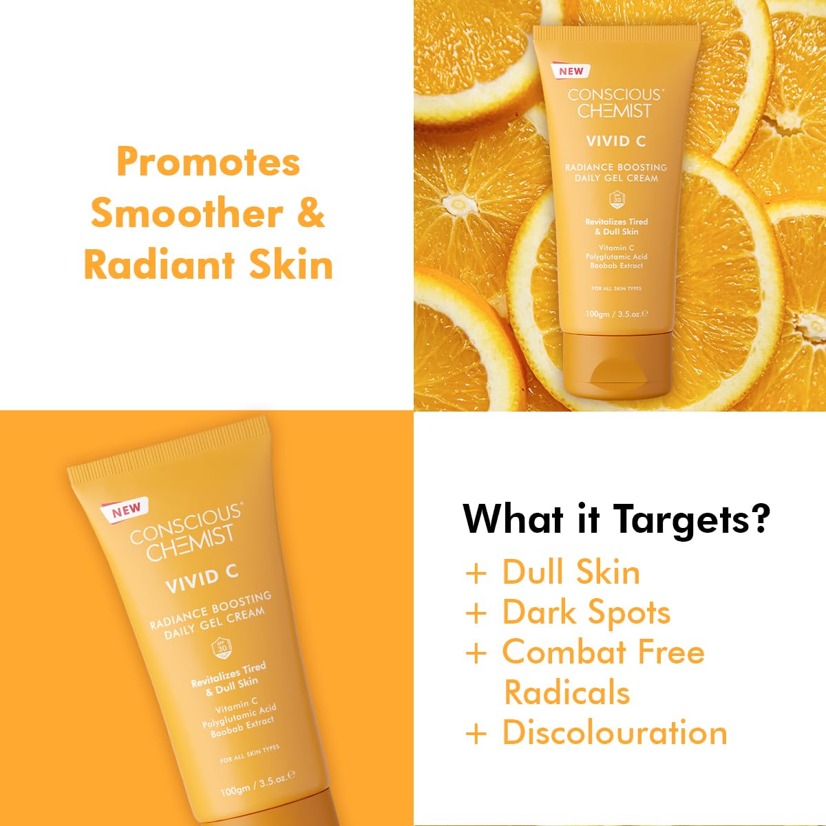 Conscious Chemist™ Vitamin C Face Cream SPF30 & 10% Vitamin C Face Serum (Advanced) With Ferulic Acid For Glowing Skin | Anti Aging, Skin Repair, Dark Circles, Fine Lines | All Skin Types | Pack Of 2