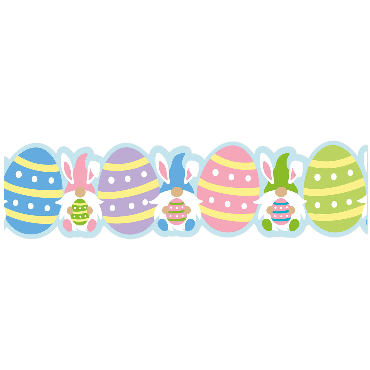 Eureka Easter Gnomes Extra Wide Decorative Classroom and Bulletin Board Trim for Teachers, 3.25" Wide, 12 Strips for 37 Total Feet
