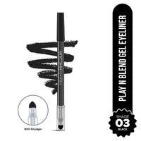 Hilary Rhoda Play n Blend Gel Eyeliner | One Stroke Application | Highly Pigmented | Matte & Shimmer Finish | 2 in 1 Smudger + Eyeliner | Butter Smooth Texture | 1.5g - (Black | Shade 03)
