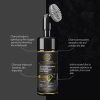 Khadi Natural Activated Bamboo Charcoal Foaming Face Wash With In- Built Face Brush | Anti-Pollution Face Wash| Face Wash for Removing Dead Skin Cells|Powered Botanics|150ml