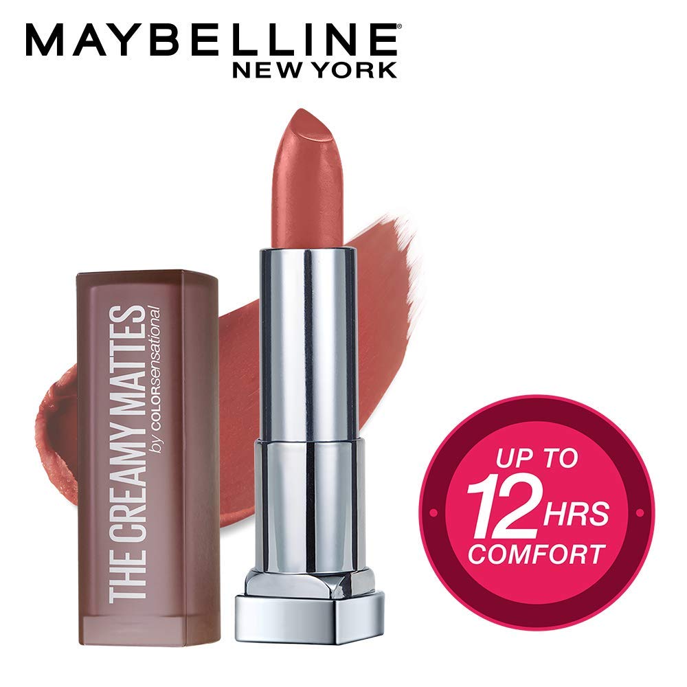 Maybelline New York Color Sensational Creamy Matte Lipstick, 634 Bold Crimson, 3.9g and Maybelline New York Color Sensational Creamy Matte Lipstick, 657 Nude Nuance, 3.9g