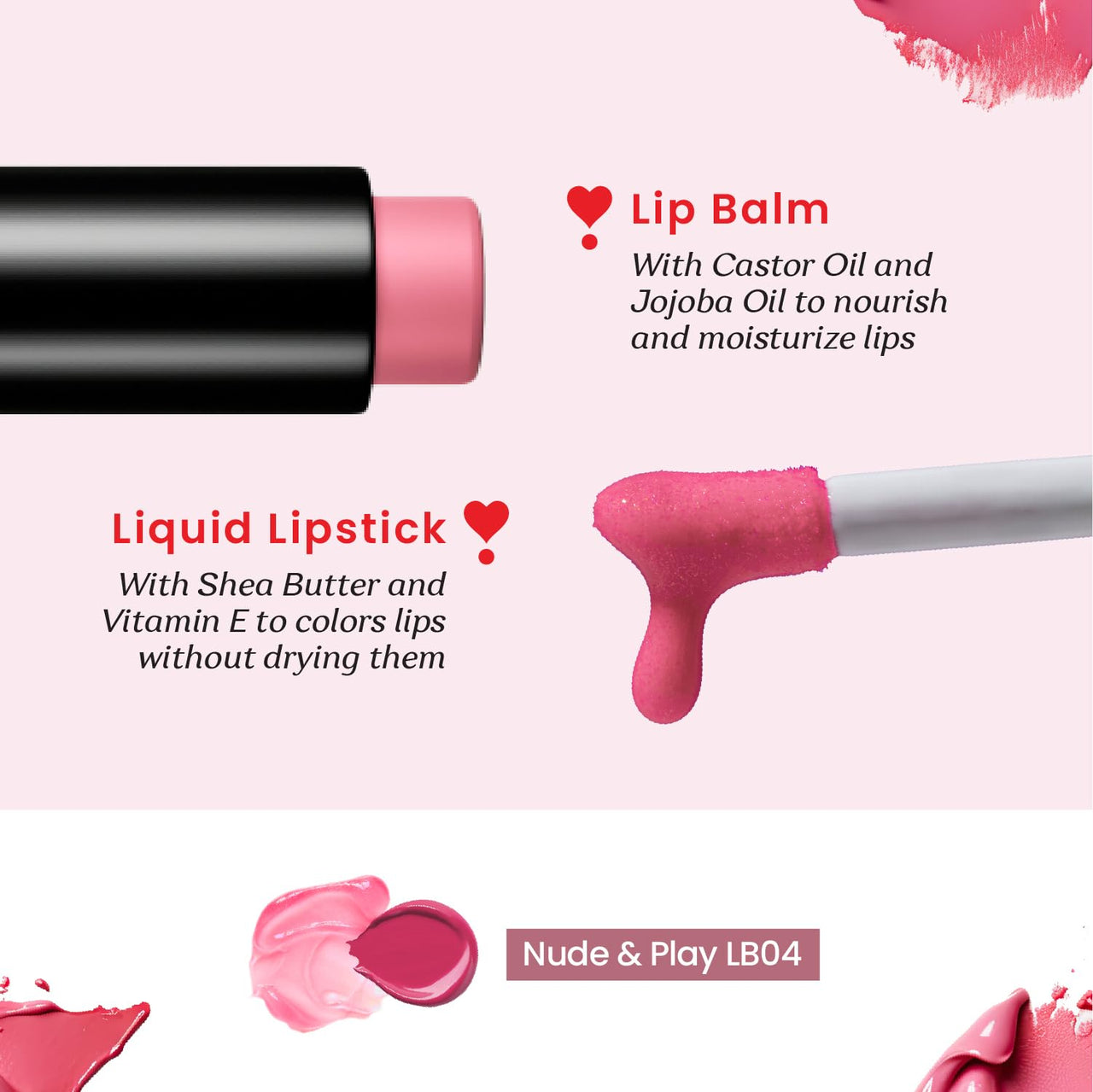 Color Cupid 2 in 1 Tinted Lip Balm + Liquid Lipstick | Intense color pay off & moisturization | Infused with Hyaluronic Acid & Jojoba Oil | Friends with Benefits | Nude & Play