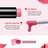 Color Cupid 2 in 1 Tinted Lip Balm + Liquid Lipstick | Intense color pay off & moisturization | Infused with Hyaluronic Acid & Jojoba Oil | Friends with Benefits | Nude & Play