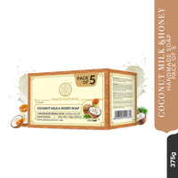 Khadi Natural Herbal Coconut Milk & Honey Soap |Herbal Bathing Soap for Glowing Skin| Long Lasting Hydration | Suitable for All Skin Types| (Pack of 5) (5x125 g) (625 g)