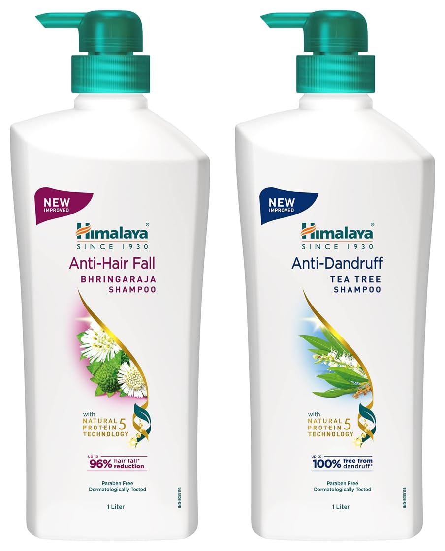 Himalaya Anti Dandruff Shampoo With Tea Tree Removes Dandruff & Soothes Sclap, 1000 ml And Himalaya Anti Hair Fall Shampoo with Bringaraja, 1000 ml