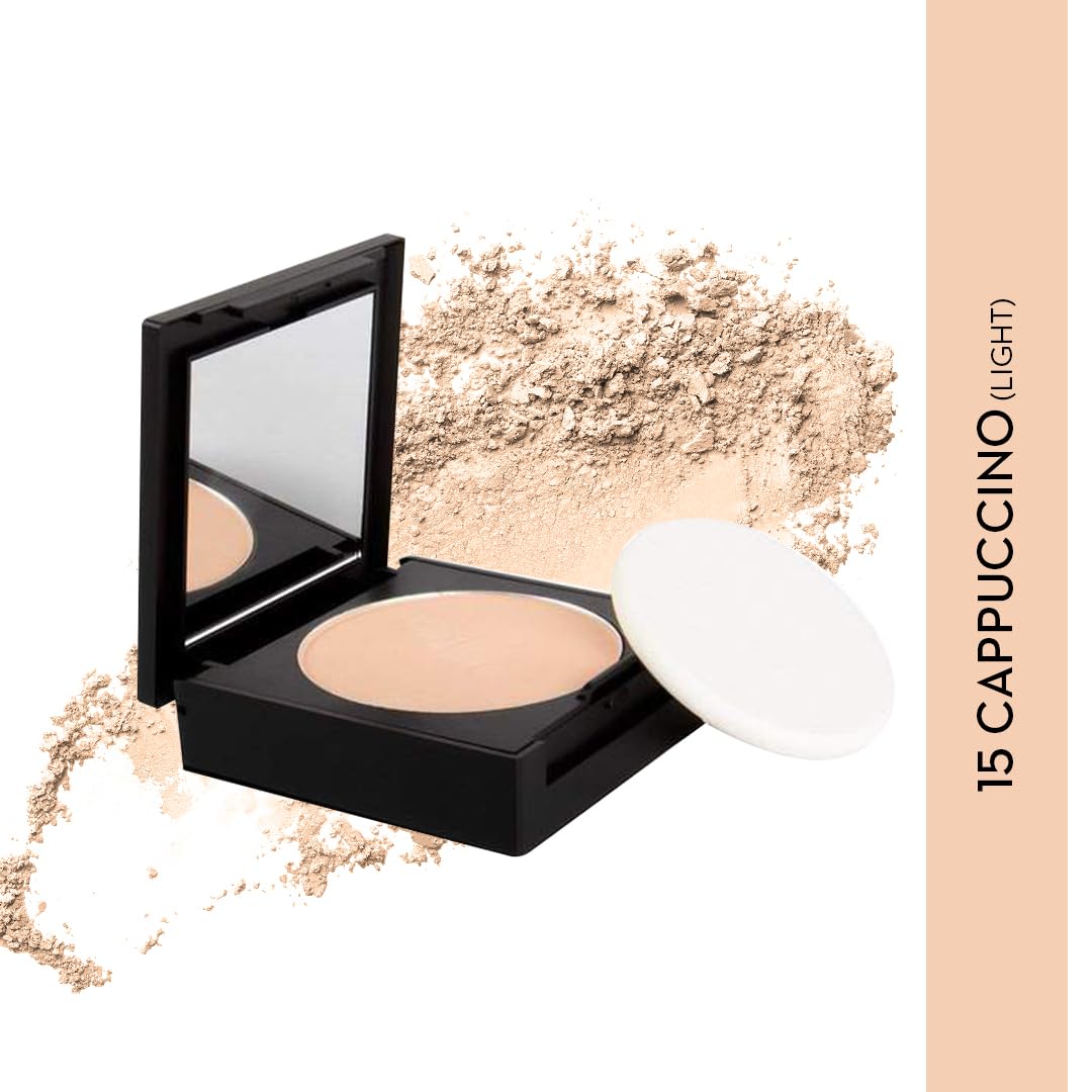 SUGAR Cosmetics Dream Cover Matte Compact Powder With SPF 15 & Vitamin E | Pressed Setting Powder | Blurs Pores | 6gm - 15 Cappuccino