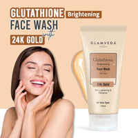 Glamveda Glutathione 24k Gold Face Wash Lightens skin tone | Enhances Natural Radiance, Glow Booster | For All Skin Types | SLS & Paraben Free 100 ml