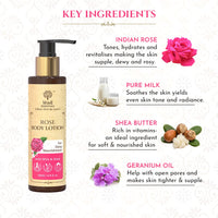 Khadi Essentials Body Lotion for Winter Season with Rose & Shea Butter for Women & Men, Sulphate/Paraben Free Ramani Indian, 200 ml