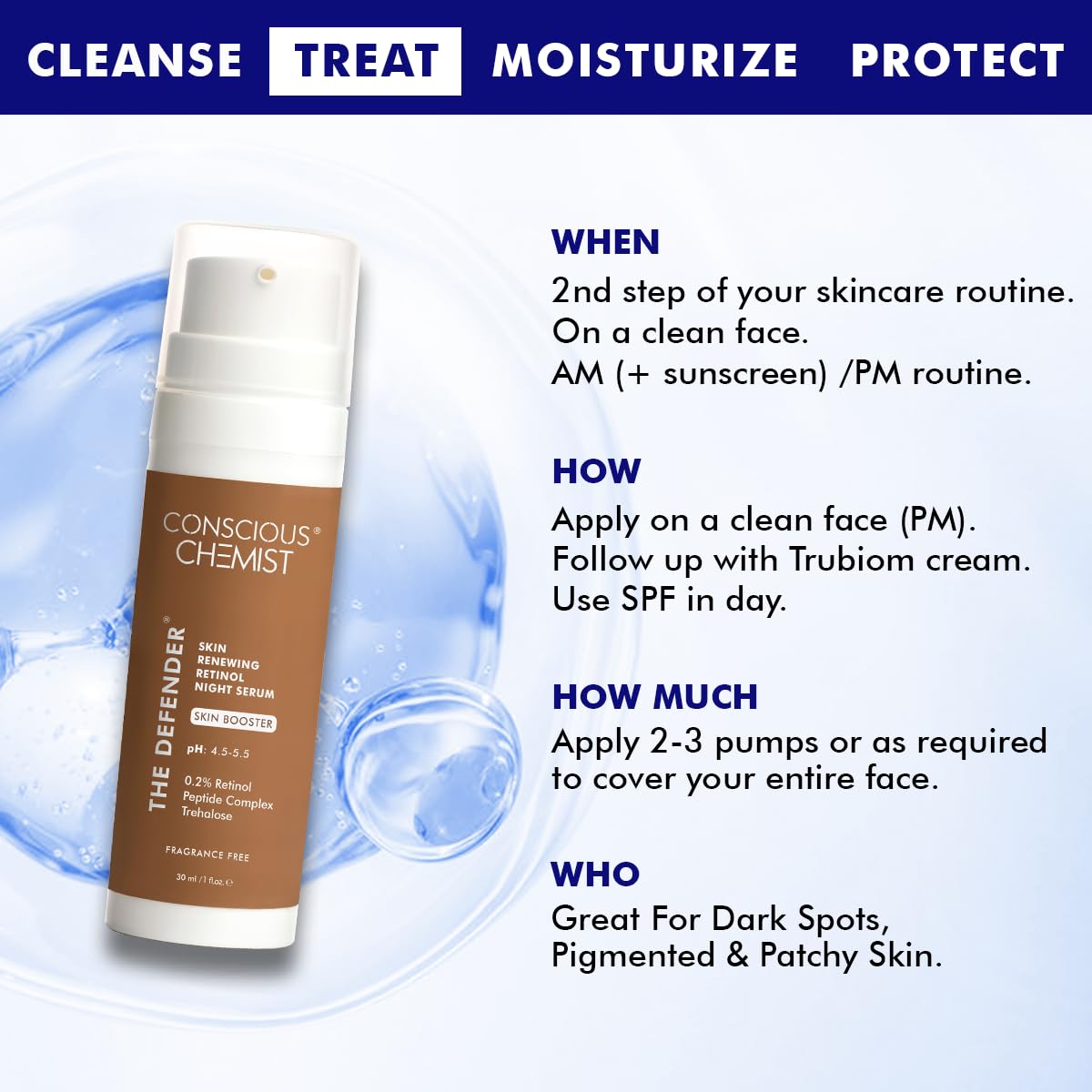 Conscious Chemist® 0.2% Retinol Serum for Face | 30ml | Multi Peptide Anti Aging Serum, Reduces Fine Lines & Wrinkles, For Men & Women, Probiotics & Cica Water - The Defender