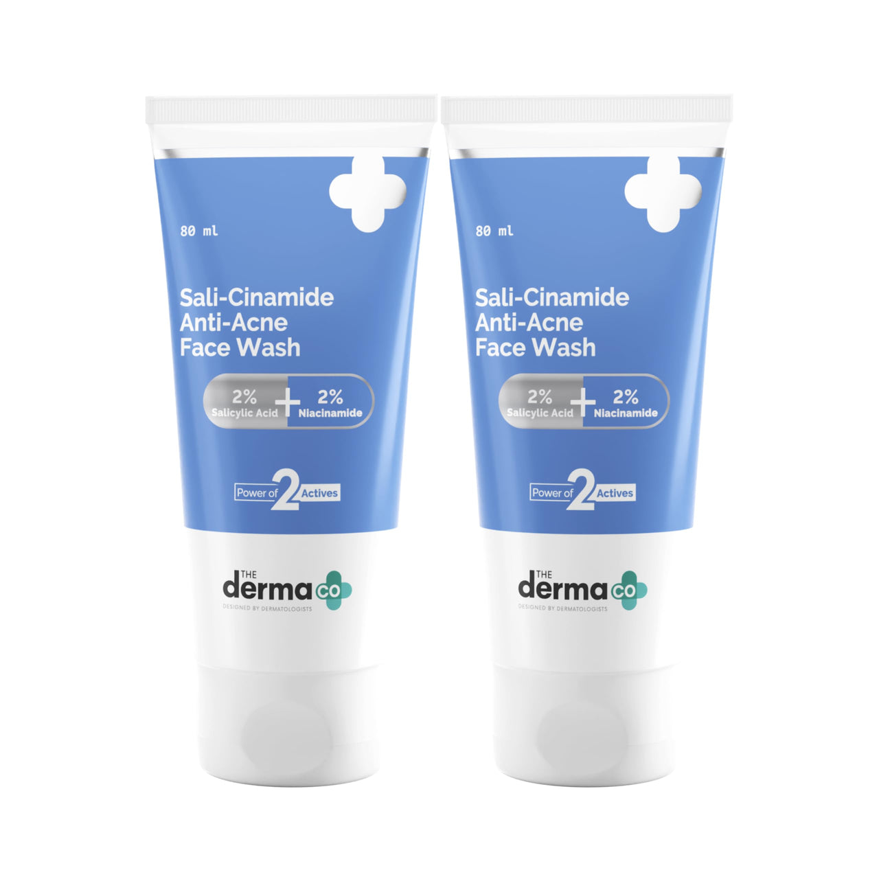 The Derma Co Sali-Cinamide Anti-Acne Face Wash|With 2% Salicylic Acid & 2% Niacinamide I Treats Active Acne & Fades Acne Marks I For Oily & Combination Skin I Power of 2 Actives|For Unisex|80 ml x 2