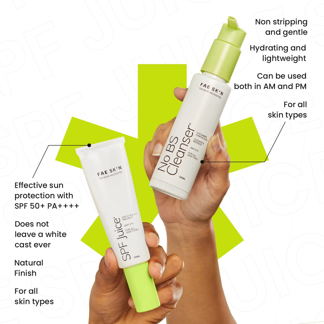 FAE Beauty Cleanse & Nourish Combo | Gentle & Effective Face Cleanser With No White Cast Lightweight Sunscreen | Suitable For All Skin Types Including Sensitive Skin | Vegan