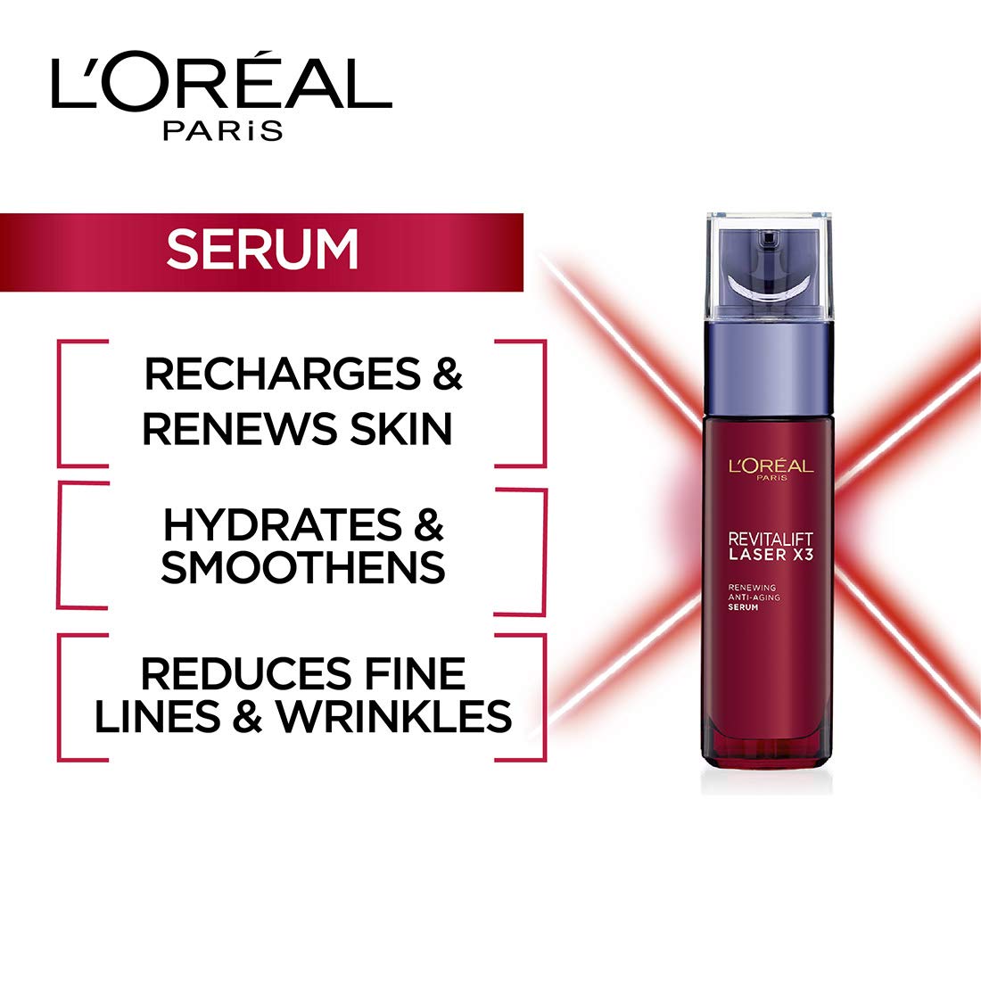 L'Oreal Paris Revitalift Laser X3 Renewing Anti-Ageing Serum, 30ml