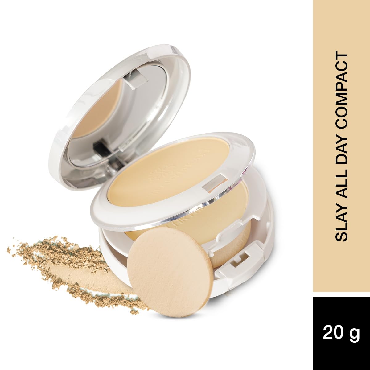 Hilary Rhoda Slay All Day 2 in 1 Compact | Matte & Shimmer Finish | Moisture-Infused With Sponge | 20g (Beige - Shade 03)