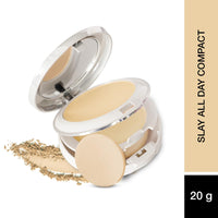 Hilary Rhoda Slay All Day 2 in 1 Compact | Matte & Shimmer Finish | Moisture-Infused With Sponge | 20g (Beige - Shade 03)