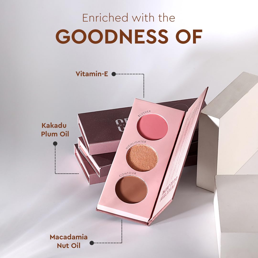 C2P Pro Celestial 3-in-1 Face Palette for Makeup | Matte Bronzer, Highlighter & Blush | Cream-Based Blusher for Cheeks | Lightweight & Long-Lasting | Vegan & Cruelty-Free (12g, Back to L.A.)