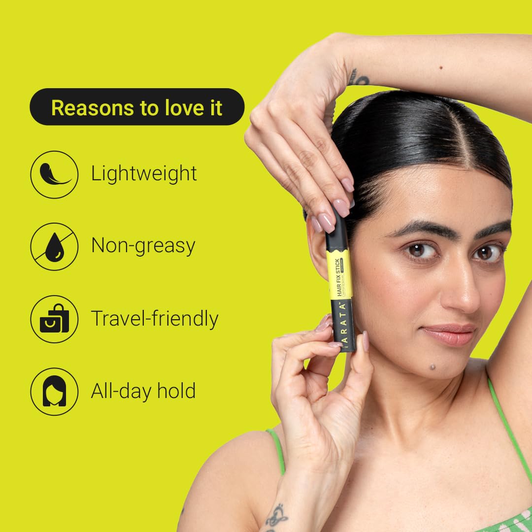Arata Gel Based Hair Fix Stick for All Hair Types - 15mlx2 | Baby Hair Fixer for Women | Hair Stick for Frizzy Hair | Infused With Biotin & Hyaluronic Acid | Easy To Carry, Non-Greasy, No White Cast