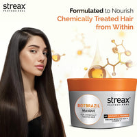 Streax Professional BotBrazil Masque,200 gms for Chemically Treated Hair with Vita Oil Repair Complex, Hydrating Hair Mask for Deep Repair & Nourishment for Keratin, Botox, Colour & Straightened Hair