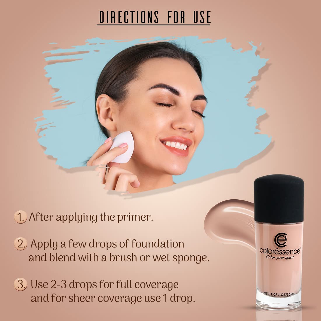 Coloressence Liquid Foundation | Waterproof Long Stay | Buildable Coverage |Pink Beige-30ml