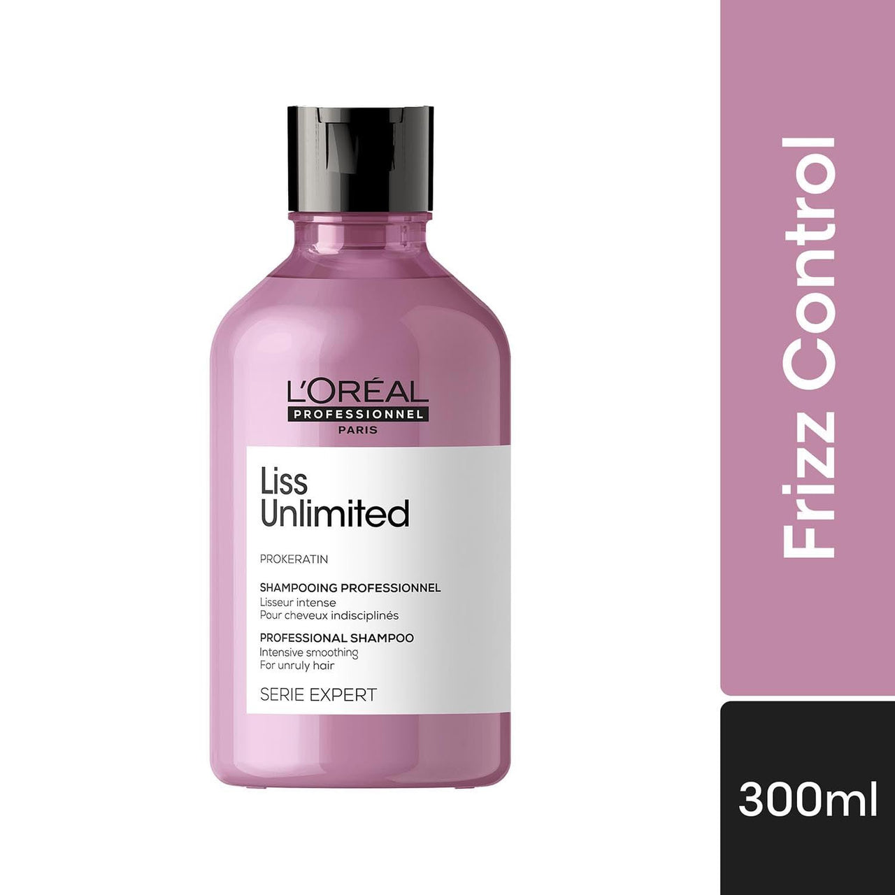 L'Oréal Professionnel Liss Unlimited Shampoo for Frizzy & Unruly Hair - 300ml | Intensive Smoothing Shampoo for Frizz-Control | Enriched with Pro-Keratin & Kukui Nut Oil | Increases Softness & Shine