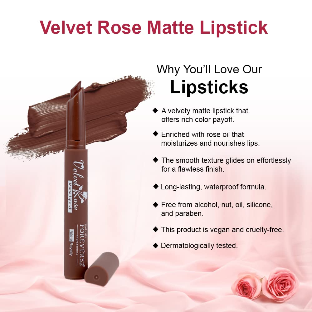 Forever52 Daily Life Velvet Rose Matte Long Lasting Crayon Lipstick (Enriched With Rose Oil) Hydrating Lip Color Bold Silky Finish Look