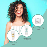 True Frog Shampoo For Curls (150 ml), Everyday Hair Conditioner (150 ml) & Deep Conditioning Mask (200 g) For Curly and Wavy hair to Repair and Rejuviante Curls - Combo Pack of 3