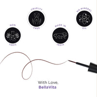 BELLAVITA Intense Drama Waterproof Eyeliner, Brown, Matte Finish, Smudge-Proof, Fast-Drying, Felt Tip Applicator, Enriched with Biotin, 3.5 ml