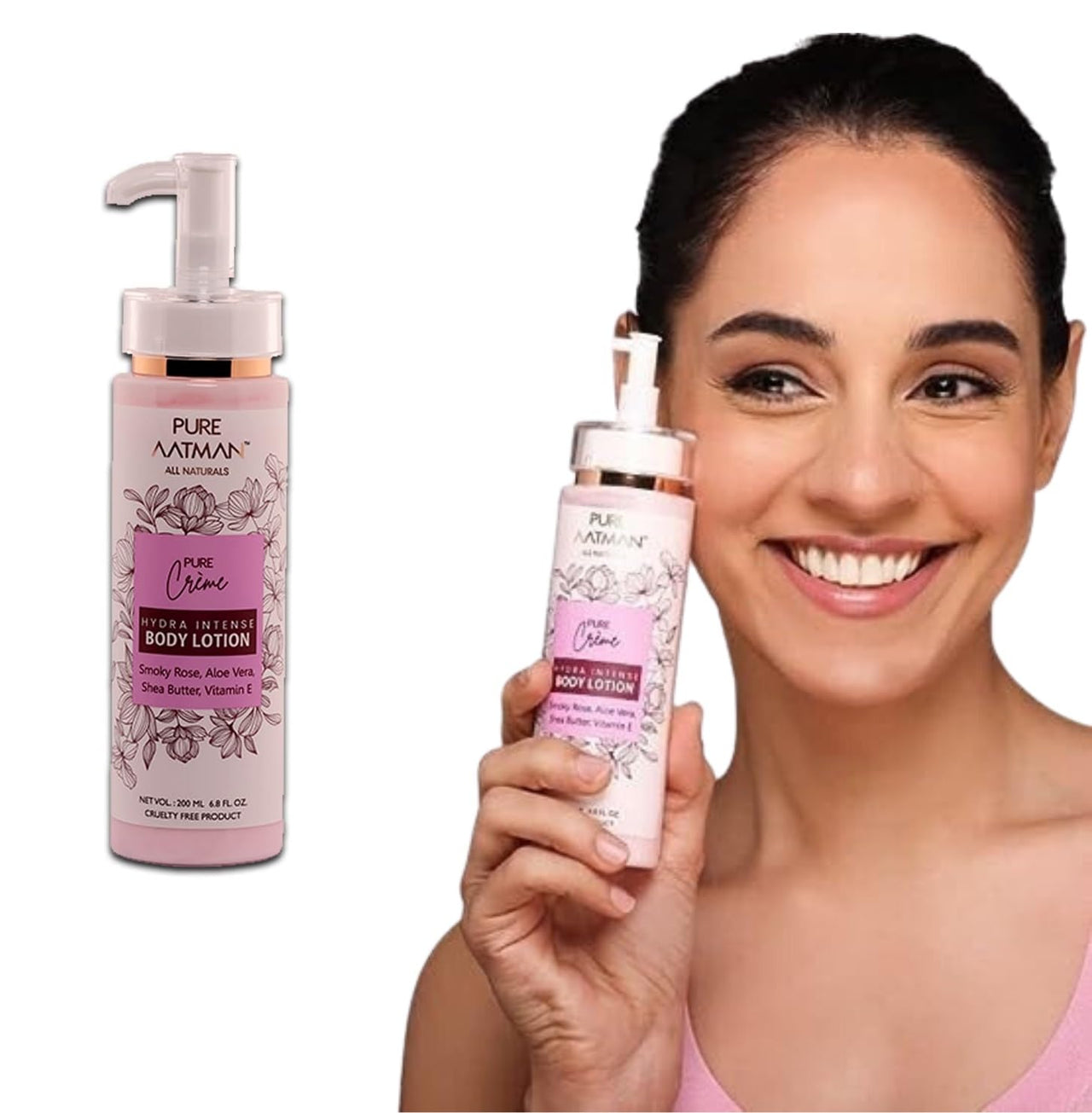 Pure Aatman Shea Butter,Vitamin-E & Smoky Rose Moisturizing Body Lotion, 200Ml, For Silky Soft, Smooth, Radiant Skin, Lightweight, Non-Sticky, Quick Absorbing