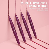 Typsy Beauty Twist & Pout 2-in-1 Lipstick & Lip Liner Infused with Jojoba Oil, Non-Drying Transfer-Proof Matte, 14-Hour Stay, Swipe Right 10, 0.8g + 0.2g