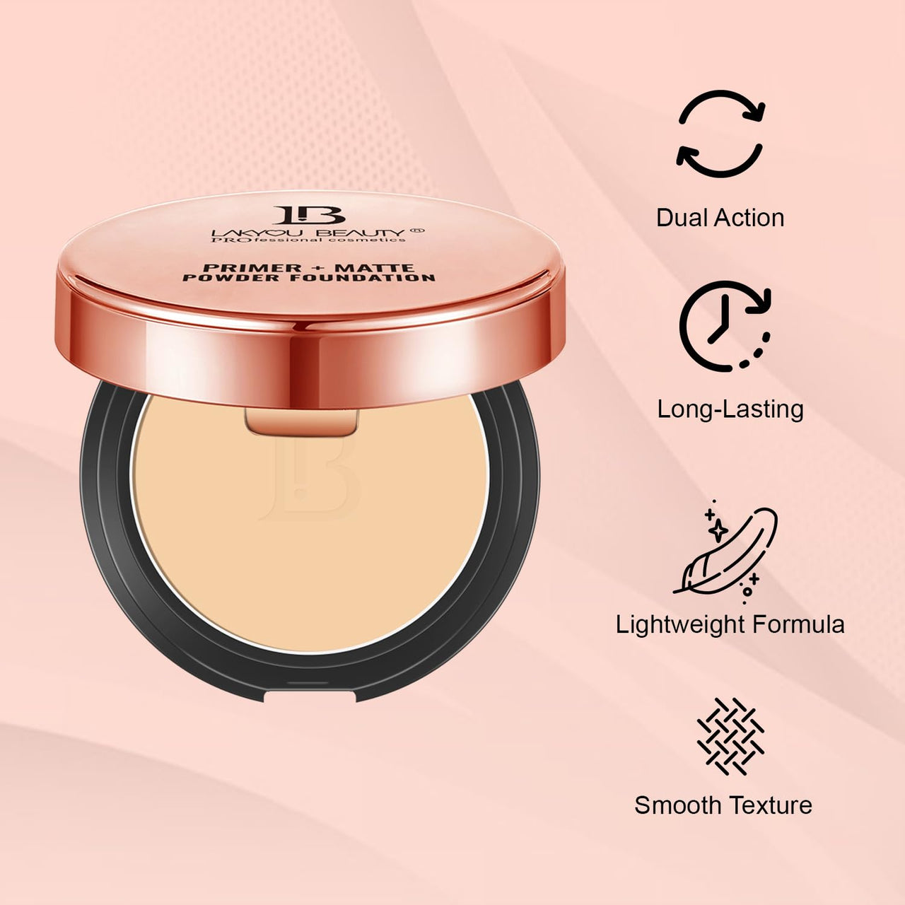 Lakyou Beauty 2in1 Primer + Matte Powder | Same Shade With Matte And Shimmery Effect | Long Lasting And Waterproof Formula | shade-02(Soft Ivory) | 30g