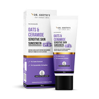 Dr. Sheth's Oats & Ceramide Sunscreen | SPF 50+ PA++++ | Oil-Free Sunscreen For Sensitive Skin | Lightweight & No White Cast | Strengthens Skin Barrier | Sun Protection From UVA/B/IR Rays | Men & Women | 50 g