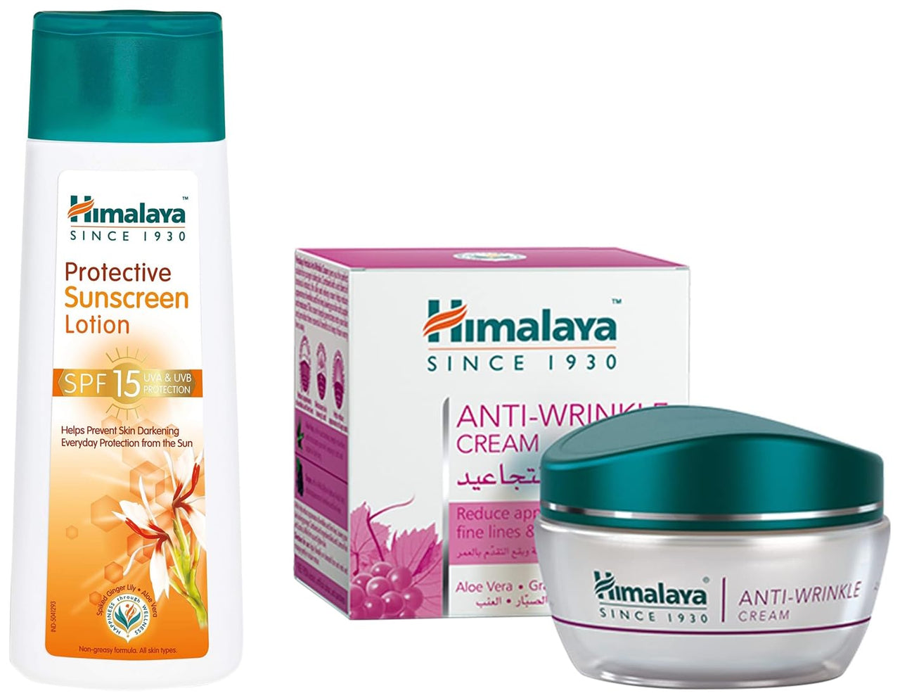 Himalaya Herbals Protective 15 Spf Sunscreen For All Skin Type Lotion, 100Ml And Himalaya Herbals Anti-Wrinkle Cream, 50G