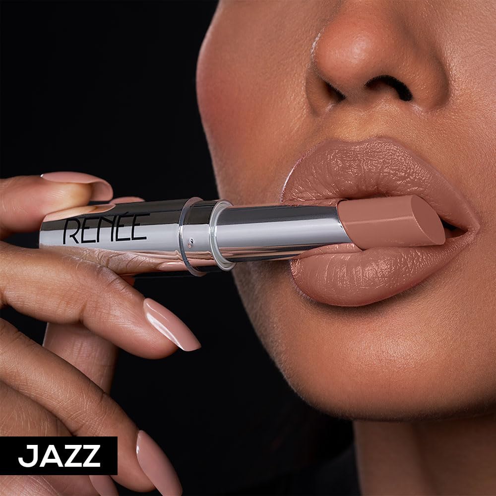 RENEE Matte Lock Lipstick - Jazz, Moisturizing, Long Lasting & Weightless Formula, Intense Color Pay Off with Ultra-Matte Finish, Enriched with Avocado oil, Vitamin E, D & Beta-Carotene, 3.5 Gm