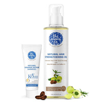 The Moms Co Natural Hair Strengthening Oil (100ml) with Damage Repair K+Shampoo (25ml) -Controls Hairfall With Amla, Bhringraj, Coffee and Tea Tree Oils