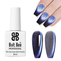 Bolt Bee 9D Cat Eye Gel Nail Polish Magnetic Soak Off UV/LED Gel, Long-Lasting, High Shine, Glitter Effect, Salon & DIY Manicure 9ml (Purple)