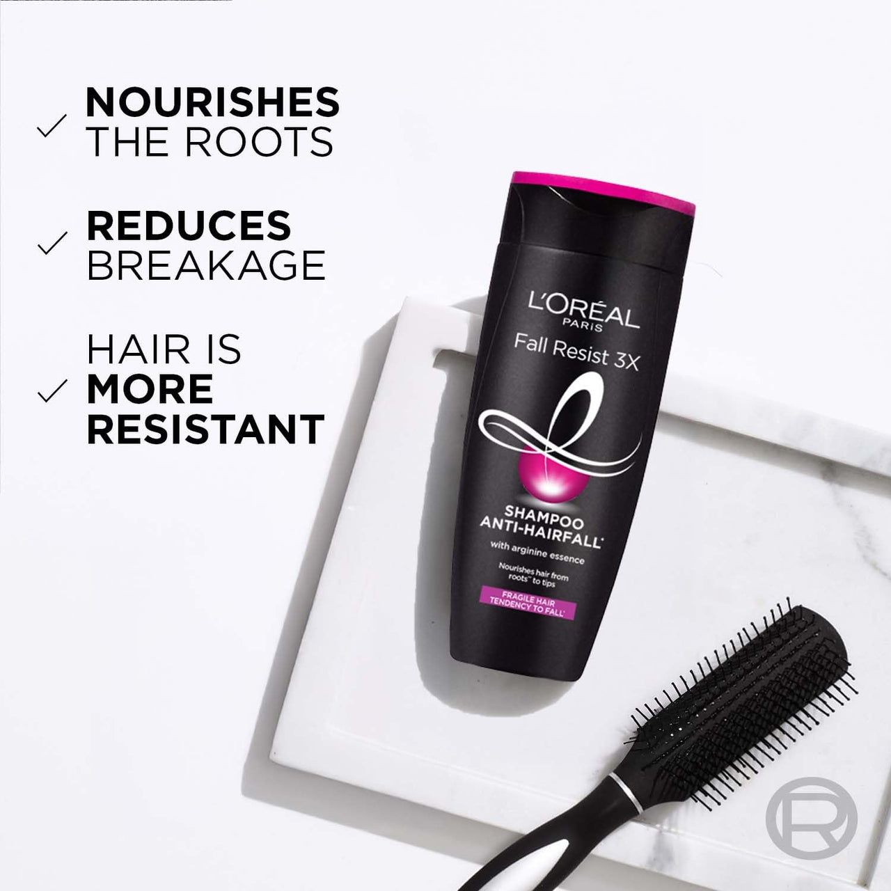 L'Oreal Paris Fall Resist 3X Anti-Hairfall Shampoo, 75ml (With 10% Extra)