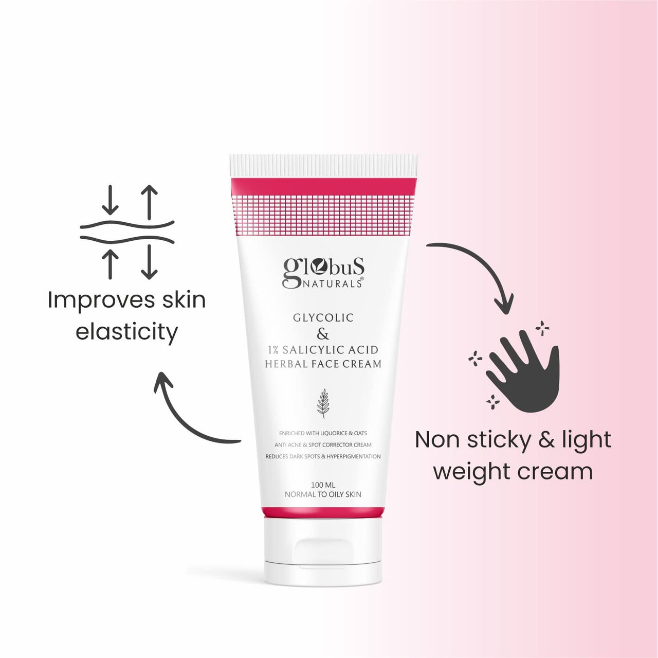 Globus Naturals Glycolic & 1% Salicylic Acid Anti-Acne Face Care Combo - Set of 4 Wash, Cream, Gel & Scrub